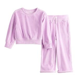 Jumping Beans Toddler Girls Lavender Corded Velour Matching Set Size 18 Months